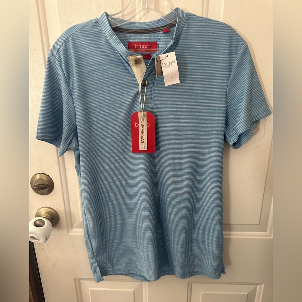 BRUNO MILANO SUPER SOFT TEE: BLUE STRIPES: NWT: SZ S